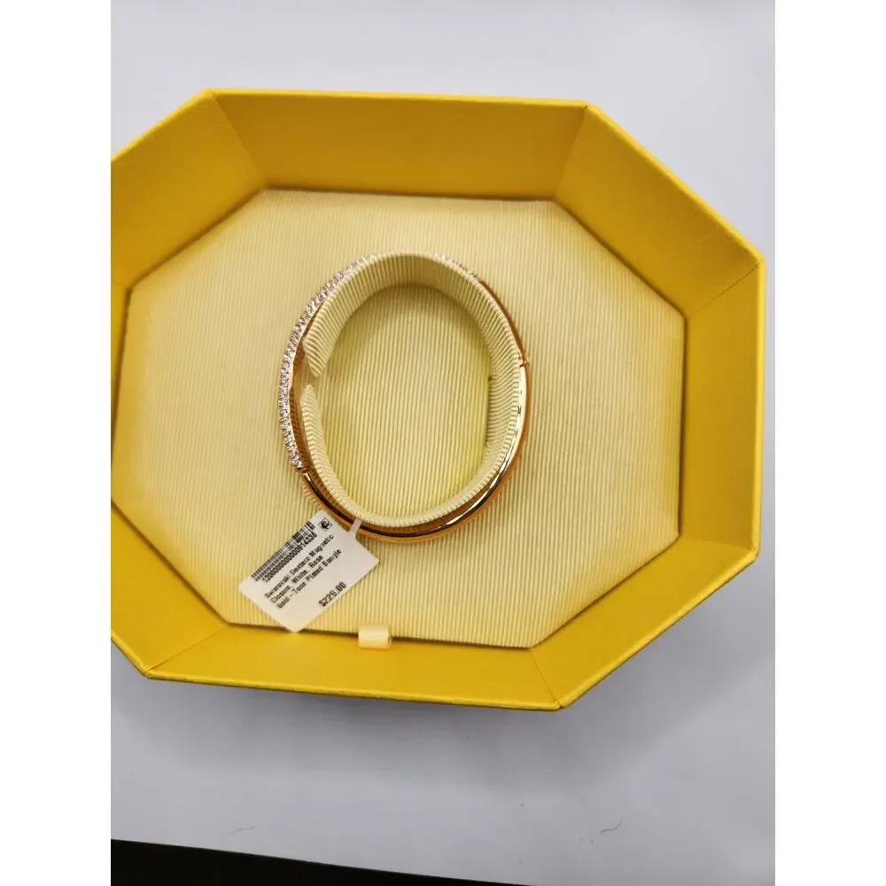 Swarovski Dextera Rose Gold Pave Crystal Hinged Cuff Bangle Bracelet New in Box